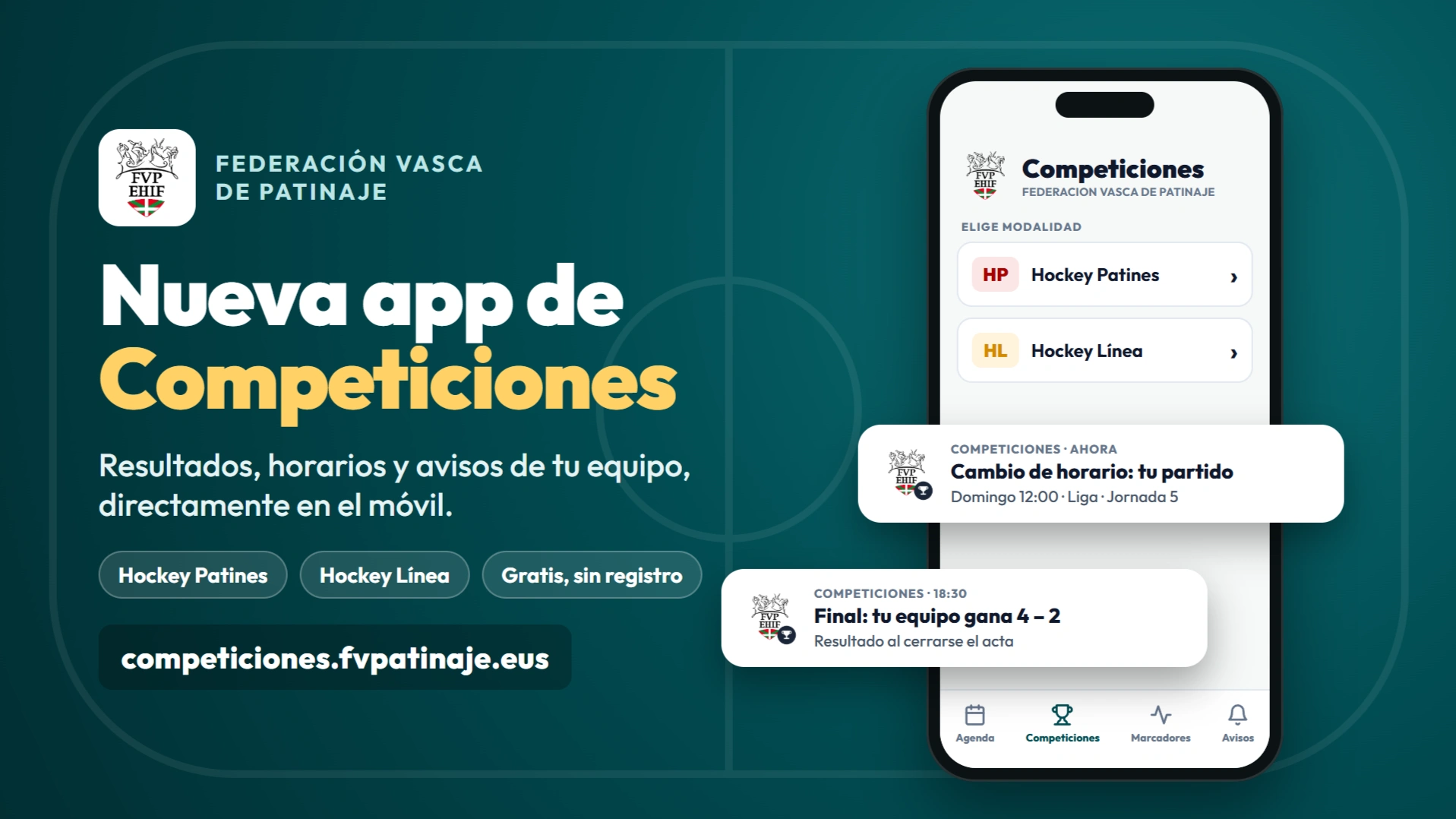 Nueva app de Competiciones: resultados, horarios y avisos de tu equipo en el móvil